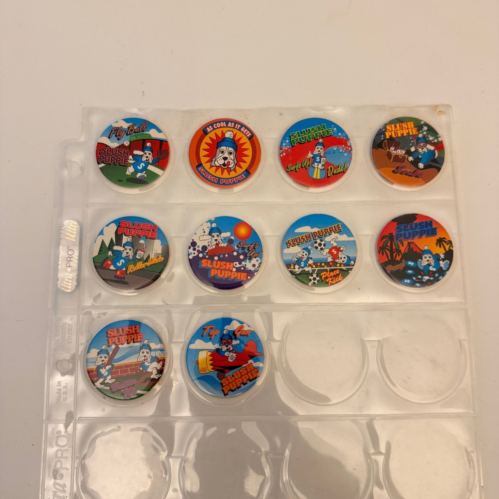 Vintage Slush Puppie Pogs Milk Caps Collection Set of 10 Retro 90s Advertising